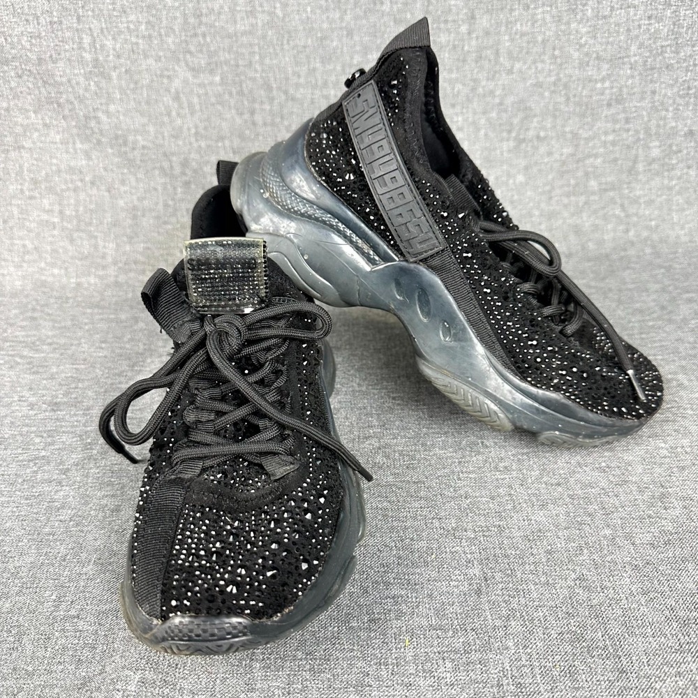 Steve Madden Maxima-R MAX110S1 Sneakers Women 5.5 Black Rhinestone Running Shoes